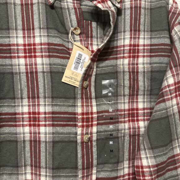 RedHead Mens medium Flannel Button Down plaid Shirt red green NWT - Picture 2 of 10